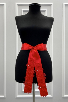 Kırmızı Güpürlü Gelin Kuşağı, Lüks Taş Ve İncili Gelin Kurdelesi, Gelin Beli Kemeri, Kardeş Kuşağı