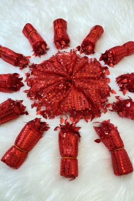 Kırmızı Halay Mendili, Gelin Mendili, Pullu Halay Mendili 10 Adet