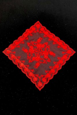 Kırmızı Halay Mendili, Gelin Mendili, Simli Hediyelik Mendil 5 Adet