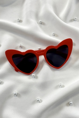 Kırmızı Kalpli Gelin Damat Gözlük, Bride Akım After Parti Düğün Kına Eğlence Gözlüğü