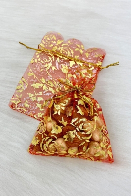 Kırmızı Kına Çerez Nişan Hediye Kesesi 50 Adet Ölçü 9x12cm, Nikah Düğün Bride Doğum Mevlüt Sünnet