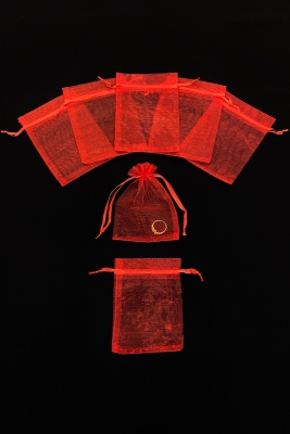 Kırmızı Organze Şeffaf Tül Kese, 50 Adet Ölçü 9x12cm, Kına Çerez Kuruyemiş Altın Söz Hediye Çeyiz
