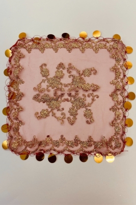 Kırmızı Pullu Simli Halay Mendili, Gelin Halay Mendili, 5 Adet