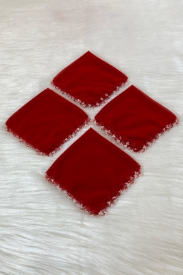 Kırmızı Şifon Gelin Damat Mendili, Düğün Halay Nedime Bride Parti Kına Nişan Sünnet Hediye, 1 Adet