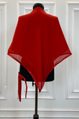 Kırmızı Şifon Lüks Damat Omuz Örtüsü Şalı, Sade Model, Sağdıç Nedime Kına Asker Şalı Duvağı