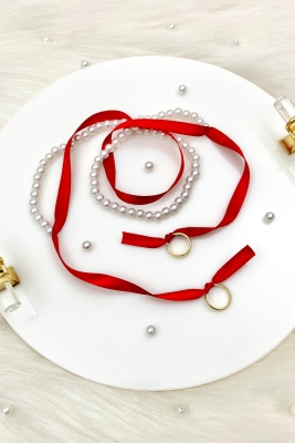 Kırmızı Söz Nişan Yüzük Kurdelesi, Dökülen İncili, Gelin Damat