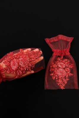 Kırmızı Vip Delux Gelin Eldiveni, Kına Eldiveni