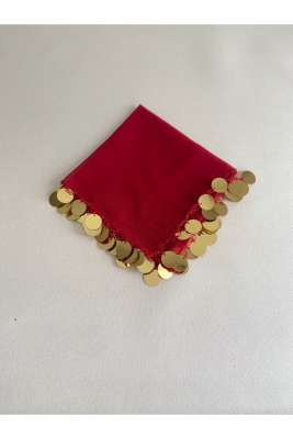 Kırmızıya Gold Lüks Şifon Gelin Nedime Halay Mendil 5 Adet Kına Gecesi Malzemesi