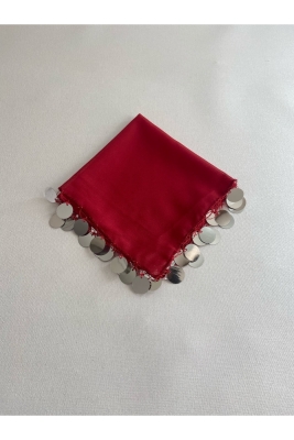 Kırmızıya Gümüş Şifon Gelin Nedime Halay Mendil 5 Adet Kına Gecesi Malzemesi