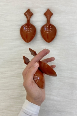 Kısa Saplı Oyun Kaşığı 4 Adet, Gösteri Düğün Kına Gecesi Halk Oyunları Plastik Tahta Kaşık