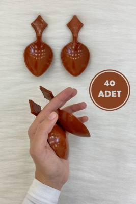 Kısa Saplı Oyun Kaşığı 40 Adet, Gösteri Düğün Kına Gecesi Halk Oyunları Plastik Tahta Kaşık