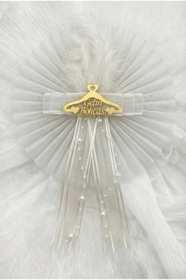 Krem Gelin Bohçası Süsü, 1 Adet Pleksili, Gelin Çeyiz Düğün Nişan Hediye Konvoy Valiz Bavul Kına