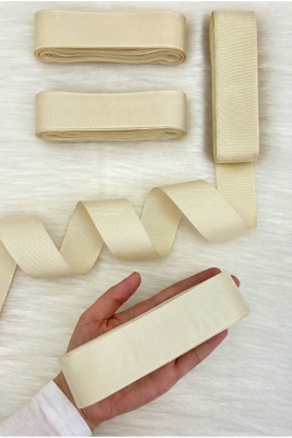 Krem Grogren Kurdele 4 Cm 10 Mt, Bohça Çeyiz Düğün Nişan Doğum Günü Hediye Paketleme Süsleme