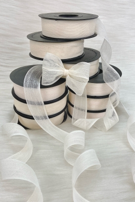 Krem Keten Nopeli Kurdele 2,5 Cm 20 Metre, Bohça Çeyiz Özel Gün Hediye Süsleme Kurdelesi