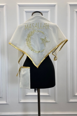 Krem Maşallah Ve Ayyıldız Sünnet Örtüsü