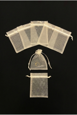 Krem Organze Şeffaf Tül Kese 100 Adet Ölçü 9x12cm, Kına Çerez Kuruyemiş Altın Takı Söz Hediye Bohça