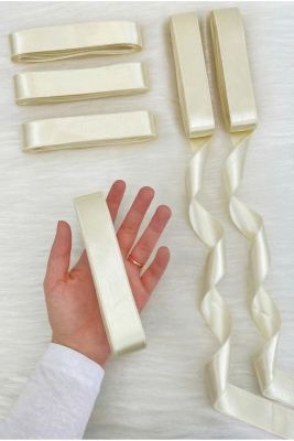 Krem Saten Kurdele 3 Cm 10 Mt, Bohça Çeyiz Nikah Kına Sünnet Söz Doğum Günü Parti Hediye Süsleme