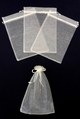 Krem Şeffaf Tül Kese, 50 Adet Ölçü 24x34cm, Gelin Havlu Terlik Seccade Bohça Çeyiz Hediye Kesesi