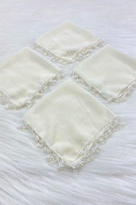 Krem Şifon Gelin Damat Mendili, Düğün Halay Nedime Bride Parti Kına Nişan Sünnet Hediye, 1 Adet