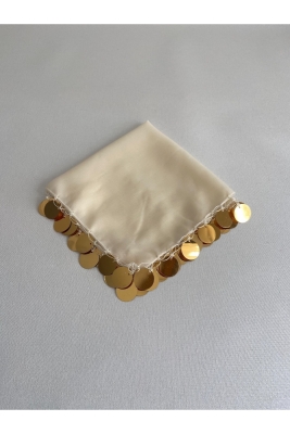 Kreme Gold Lüks Şifon Gelin Nedime Halay Mendil 5 Adet Kına Gecesi Malzemesi