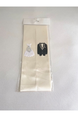 Kreme Krem Takı Şerit Kuşak Kurdele Gelin Damat Düğün Kına Gecesi Malzemesi