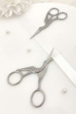 Kuğu Model Söz Nişan Makası Gümüş, Kurdele Açılış Özel Gün Merasim Dikiş Nakış Makası Silver