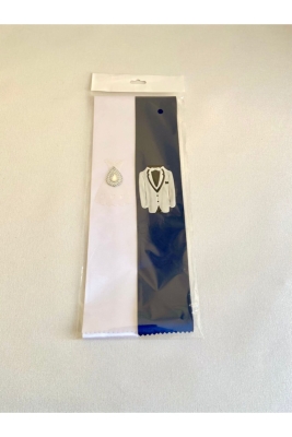 Lacivert Beyaz Takı Kurdele Kuşak Gelin Damat Düğün Kına Gecesi Malzemesi