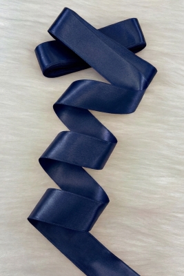 Lacivert Çift Taraflı Saten Kurdele, 4 Cm 10 Metre, Bohça Çeyiz Özel Gün Hediye Süsleme Kurdelesi