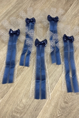 Lacivert Damat Çeyiz Bohça Süsü 5 Adet