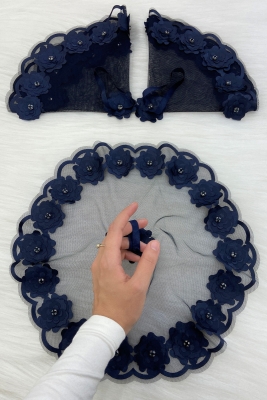 Lacivert Gelin Damat Mendili ParlakTaş Detaylı Düğün Halay Nedime Söz Nişan Kına Sünnet Bride Mendil