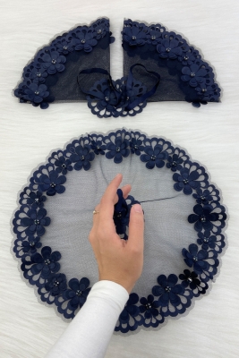 Lacivert Gelin Damat Mendili ParlakTaş Detaylı Düğün Halay Nedime Söz Nişan Kına Sünnet Bride Mendil