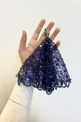 Lacivert Gelin Damat Mendili, Pul Payet İnci ve Kristal Taş Detaylı, Düğün Kına Sünnet Söz Nişan