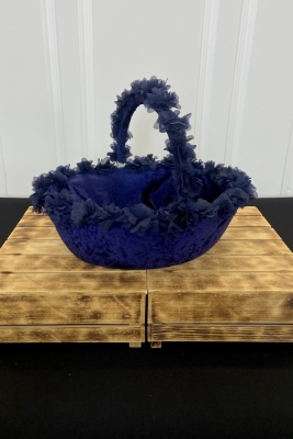 Lacivert Gelin Kına Gecesi Sepeti, Düğün, Sünnet, Nikah, Söz, Nişan, Kadife Üç Boyutlu Lazer Çiçekli