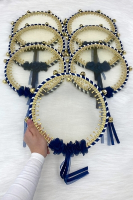 Lacivert Gelin Nedime Tefi, Çiçek Ve Sultan Taşlı, Düğün Kına Gecesi Bride Sünnet Parti Defi 1 Adet