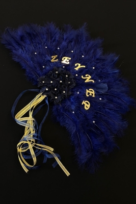 Lacivert Gelin Yelpazesi,bekarlığa Veda Partisi,bride To Be,nedime,kına Gecesi,ahşap Tüylü Yelpaze