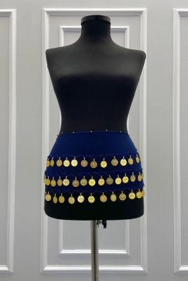 Lacivert Gold Şakira Oryantal Dansöz Dans Kemeri Pullu Zilli Kına Oyun Eğlence Düğün Shakira Kemer