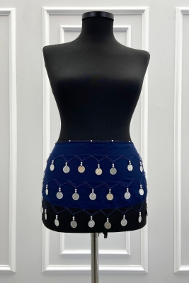 Lacivert Gümüş Şakira Oryantal Dansöz Dans Kemeri Pullu Zilli Kına Oyun Eğlence Düğün Shakira Kemer