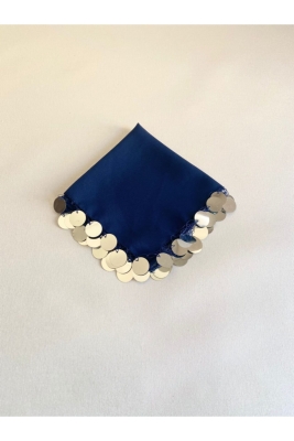 Lacivert Gümüş Şifon Gelin Nedime Halay Mendil 5 Adet Kına Gecesi Malzemesi