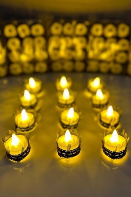 Lacivert Ledli Kına El Mumu, Düğün, Nedime, Bride, Sünnet, Led Işıklı, Tealight Mum Pilli 12 Adet