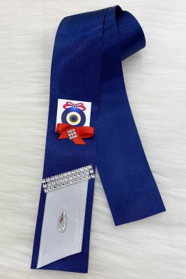 Lacivert Nazar Boncuk Figürlü Sünnet Takı Kurdele; Sünnet Düğünü, Kına, Mevlüt Takı Kemeri