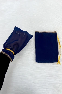 Lacivert Sade Damat Asker Eldiveni, Gold Sim Kenar, Düğün Kına Gecesi Bekarlığa Veda Nikah Sünnet 1 Adet