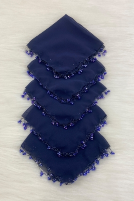 Lacivert Şifon Gelin Damat Mendili, Düğün Halay Nedime Bride Parti Kına Nişan Sünnet Hediye, 10 Adet