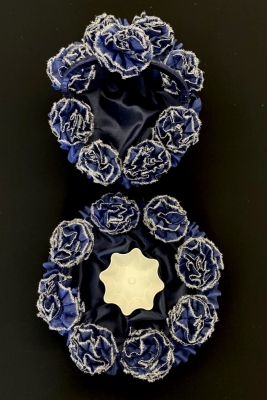 Lacivert Simli Ponpon Kına Tepsisi Ve Sepeti Takımı