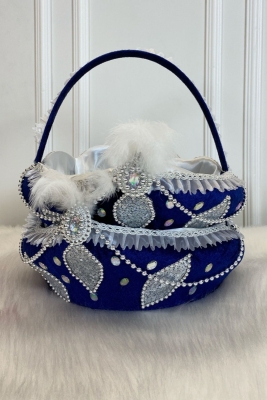 Lacivert Sünnet Sepeti Ve Sünnet Tepsisi Takımı, Bebek Çocuk Mevlüt Düğünü Kınası Malzemeleri