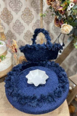 Lacivert Üç Boyutlu Kına Tepsi Ve Sepeti Kına Gecesi Malzemeleri
