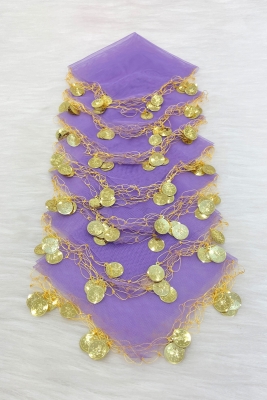 Lila Gold Pullu Tül Halay Mendili 1 Adet, Gelin Damat Düğün Kına Sünnet Söz Nişan Bride