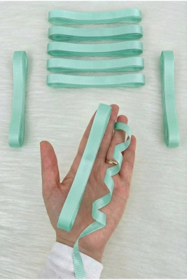 Mint Yeşili Grogren Kurdele 1 Cm 10 Metre, Bohça Çeyiz Özel Gün Hediye Nişan Nikah Paketleme Süsleme