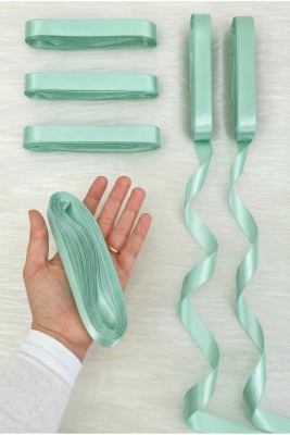 Mint Yeşili Saten Kurdele 2 Cm 10 Mt, Bohça Çeyiz Nikah Kına Sünnet Doğum Günü Parti Hediye Süsleme