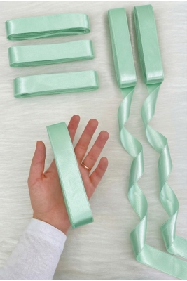 Mint Yeşili Saten Kurdele 3cm 10mt, Bohça Çeyiz Nikah Kına Sünnet Doğum Günü Parti Hediye Süsleme
