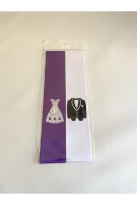 Mor Beyaz Takı Kurdele Kuşak Gelin Damat Düğün Nikah Kına Gecesi Malzemesi